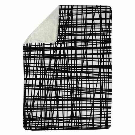 BEGIN HOME DECOR 60 x 80 in. Abstract Small Stripes-Sherpa Fleece Blanket 5545-6080-AB30